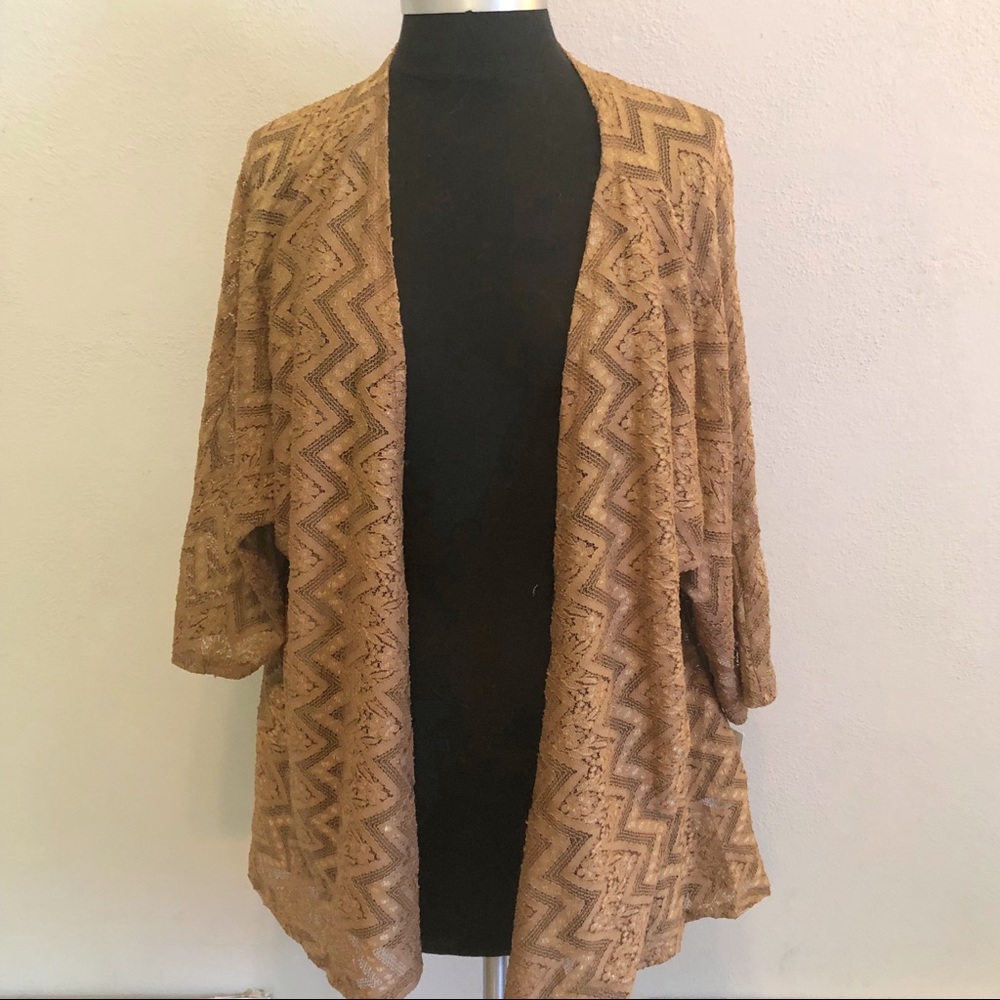 Lularoe Brown Metallic Kimono Cardigan